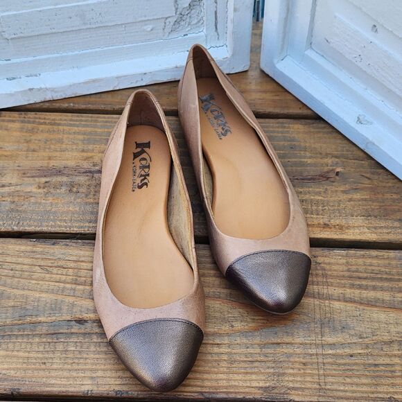 Korks by Kork Ease Women's Size 7.5M Leather Comfort Flats Tan Cap Toe Corpcore - Picture 10 of 10